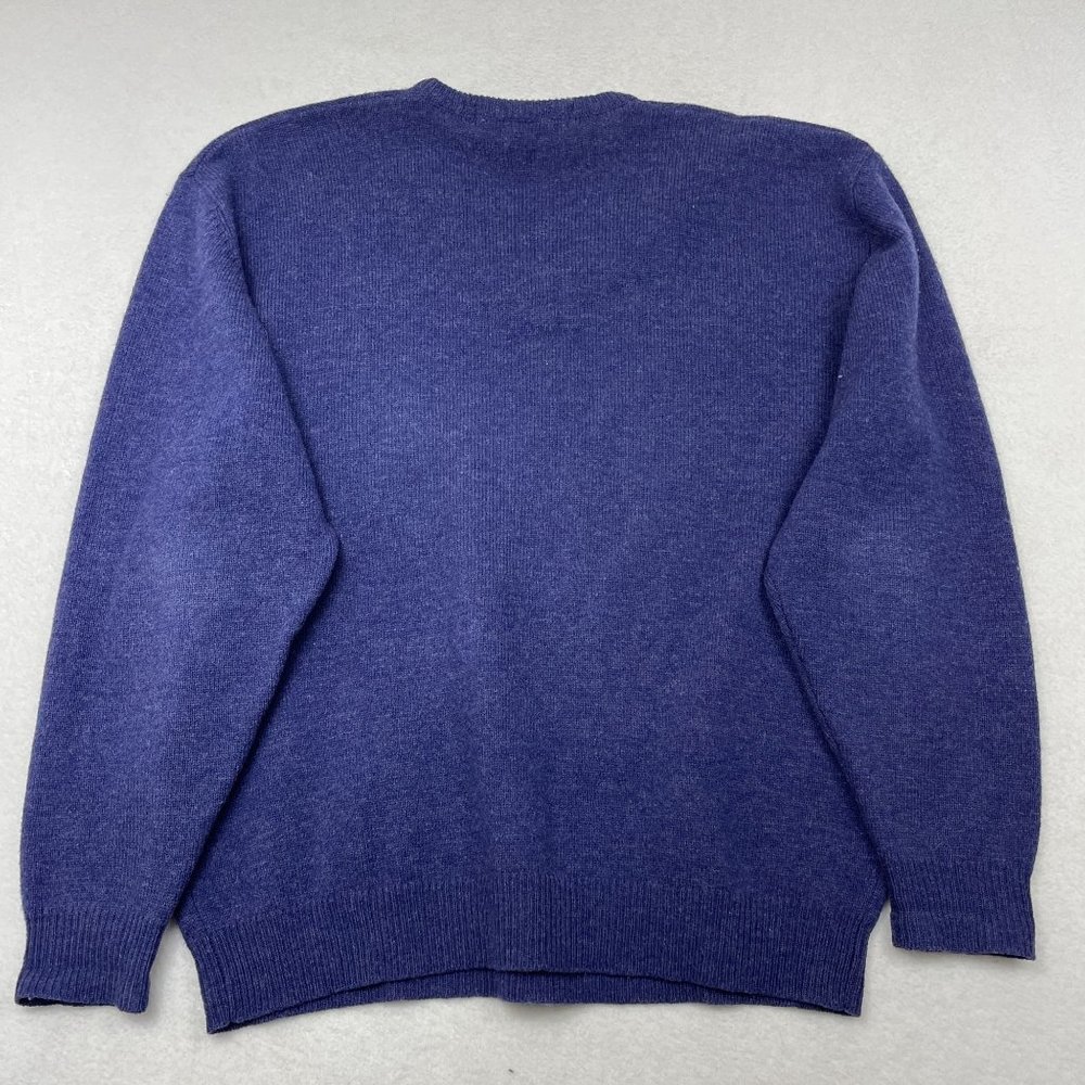 North Winds Mens Vintage 100% Lambs Wool V Neck Sweater Size L Blue Jumper - Picture 2 of 9